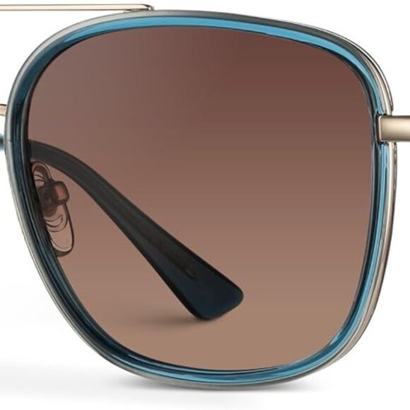 Women’s Polarized Square Sunglasses Acetate Stainless Steel UV Protection - Picture 5 of 6